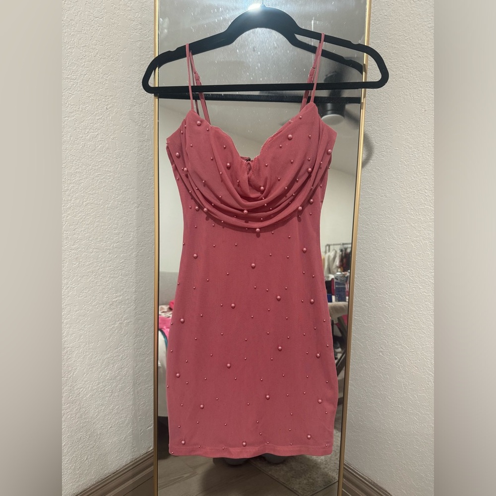 Symphony Pink Beaded Mini Dress
